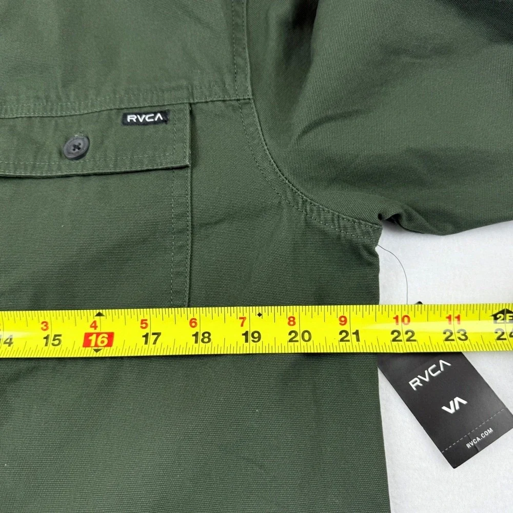 RVCA Mens Green Range Jacket Shacket Sherpa Collar Buttons Lined Size Medium NWT